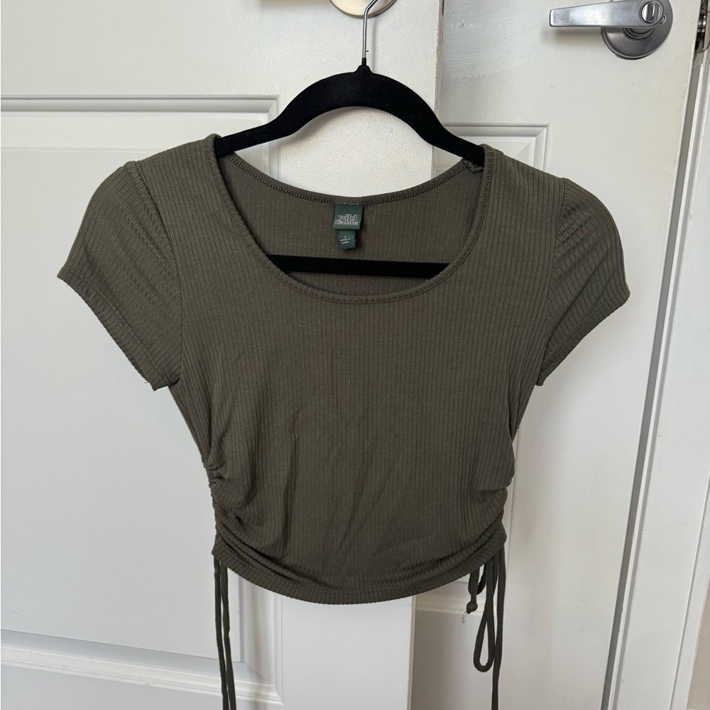 Wild Fable Olive Green Ribbed Crop Top
